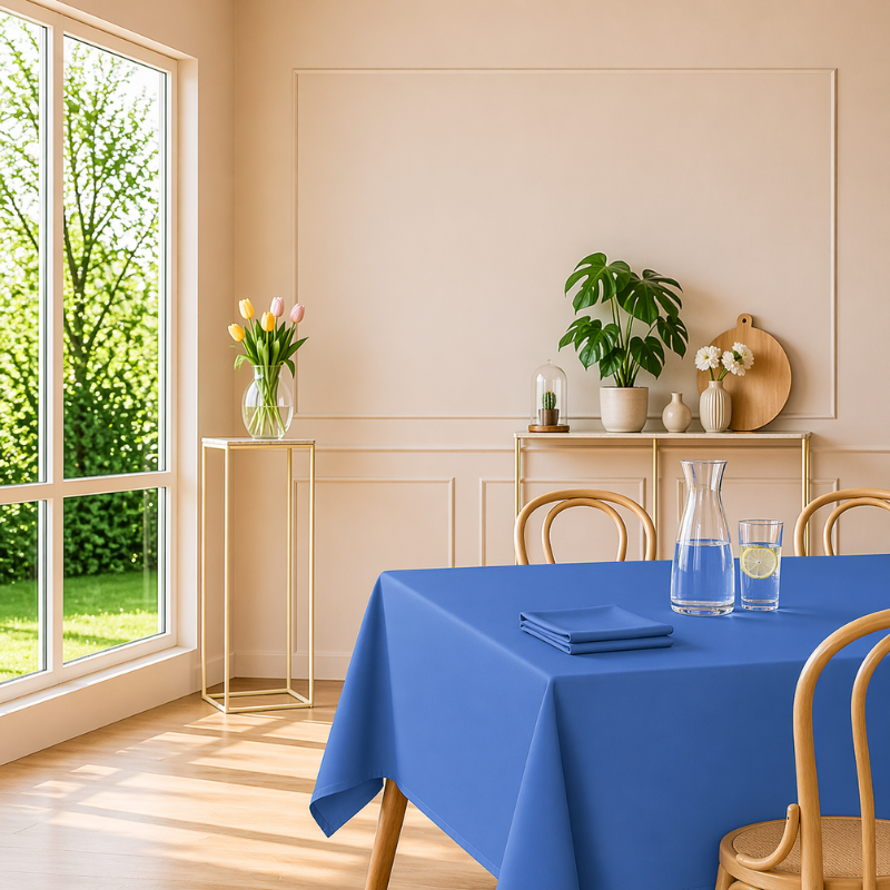 tissco nappe sur-mesure serviette de table set de table made In France qualité professionnelle gamme brugges coloris azur 02
