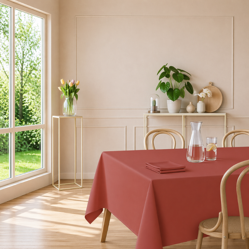 tissco nappe sur-mesure serviette de table set de table made In France qualité professionnelle gamme brugges coloris brique 35