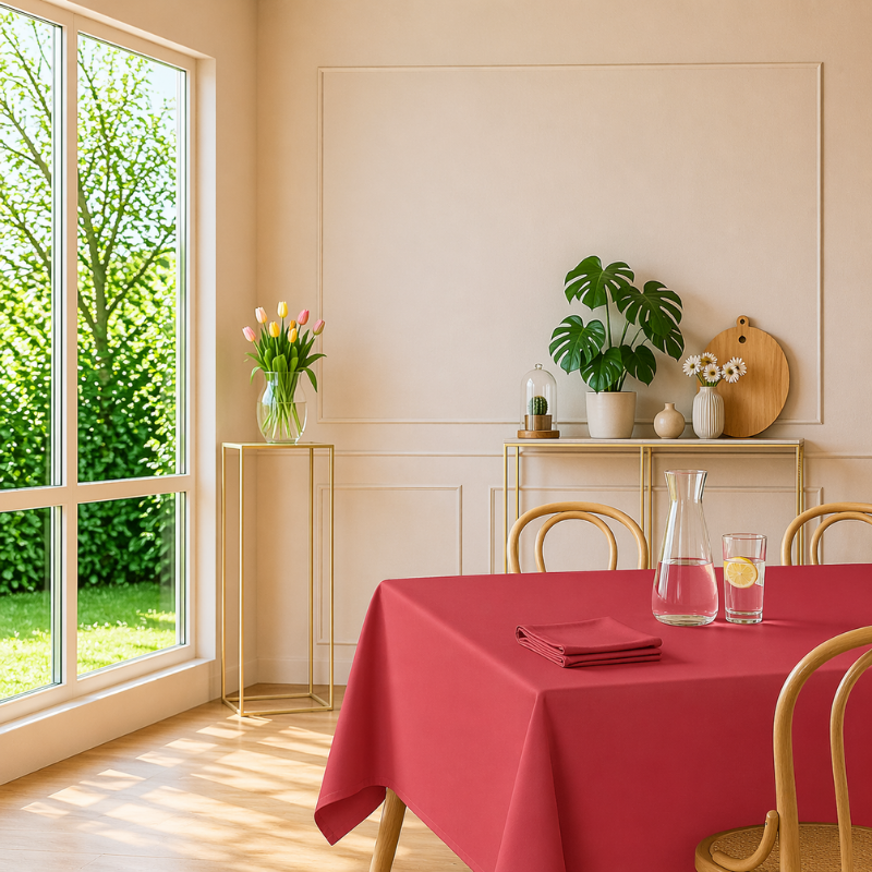 tissco nappe sur-mesure serviette de table set de table made In France qualité professionnelle gamme brugges coloris corail 13