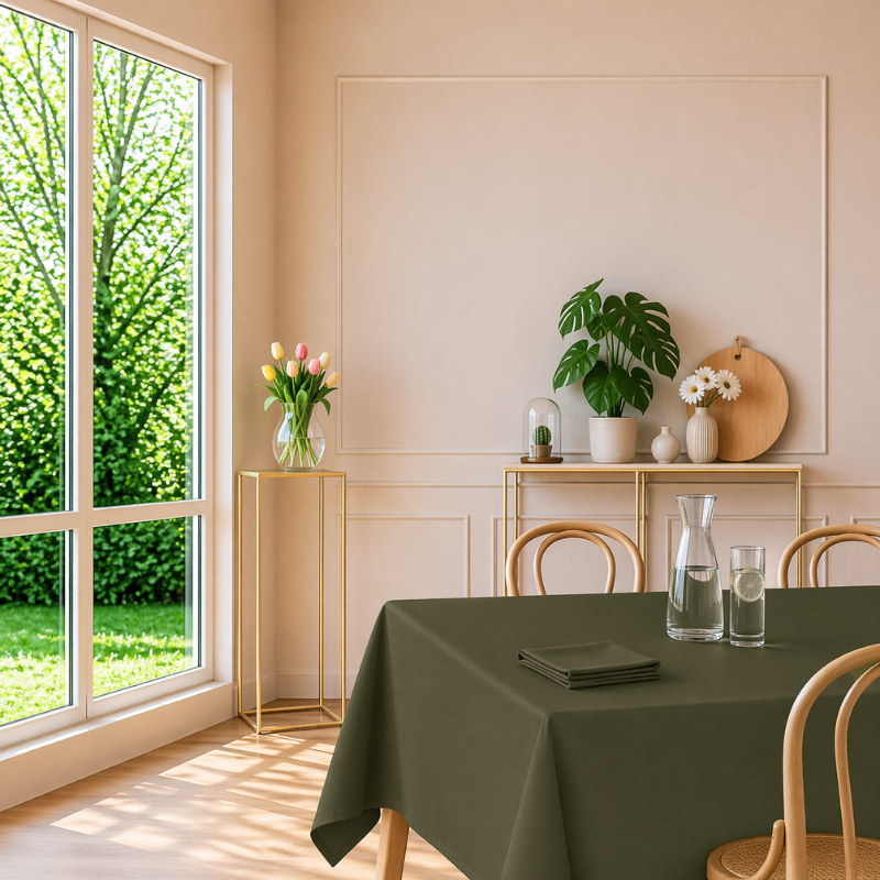 tissco nappe sur-mesure serviette de table set de table made In France qualité professionnelle gamme brugges coloris kaki 17
