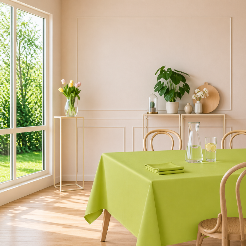 tissco nappe sur-mesure serviette de table set de table made In France qualité professionnelle gamme brugges coloris kiwi 18