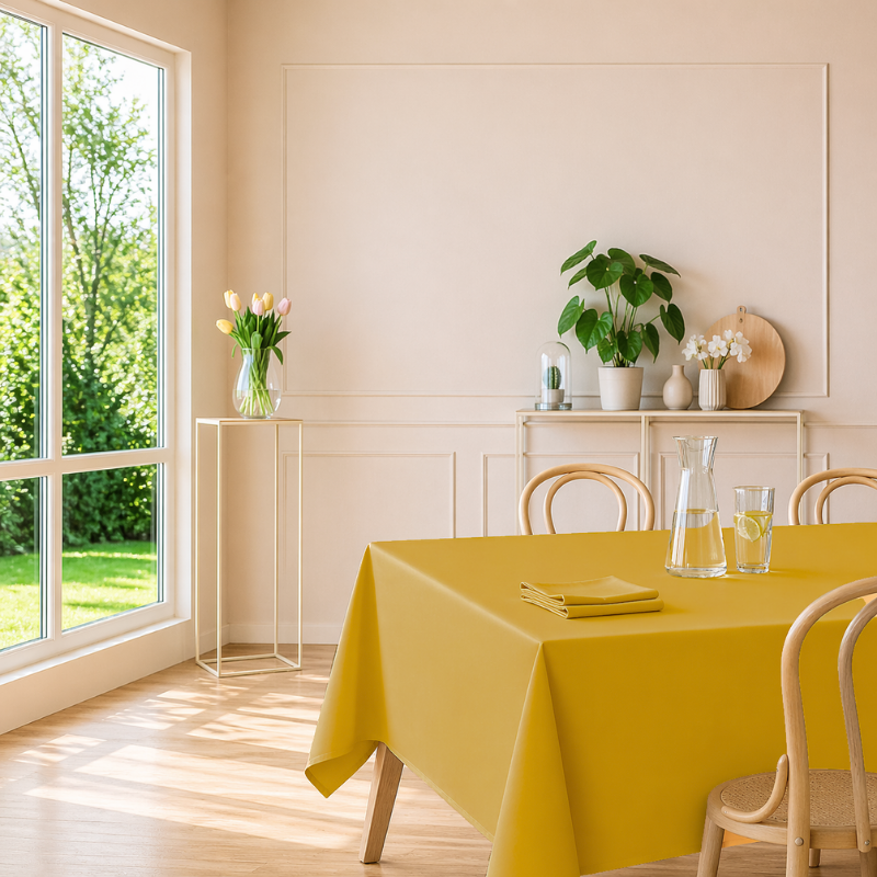 tissco nappe sur-mesure serviette de table set de table made In France qualité professionnelle gamme brugges coloris moutarde 53
