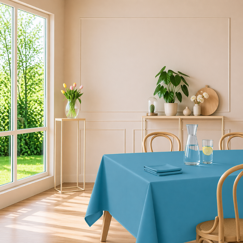 tissco nappe sur-mesure serviette de table set de table made In France qualité professionnelle gamme brugges coloris océan 27