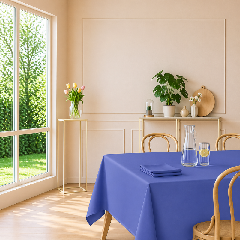 tissco nappe sur-mesure serviette de table set de table made In France qualité professionnelle gamme brugges coloris pervenche 25