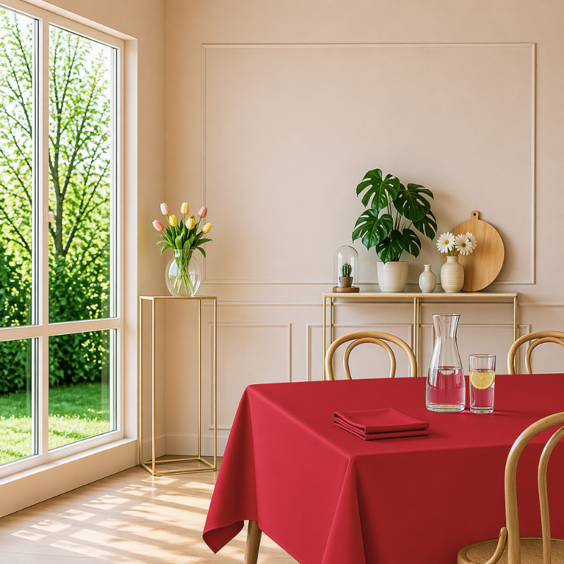 tissco nappe sur-mesure serviette de table set de table made In France qualité professionnelle gamme brugges coloris rouge 07
