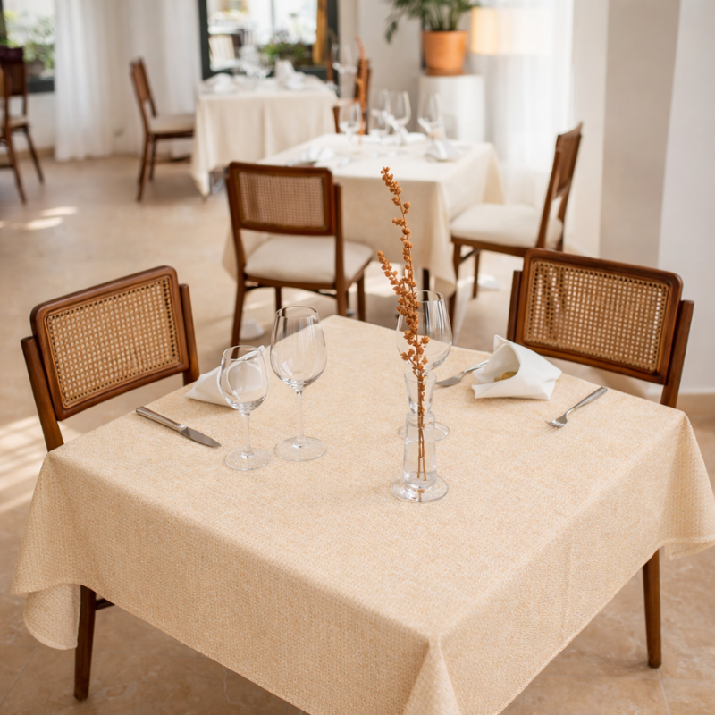 tissco nappe sur-mesure serviette de table set de table made In France qualité professionnelle gamme élina coloris beige