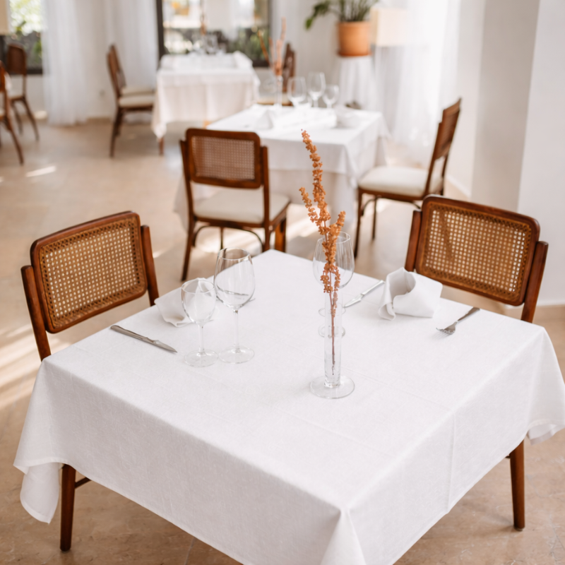 tissco nappe sur-mesure serviette de table set de table made In France qualité professionnelle gamme élina coloris blanc