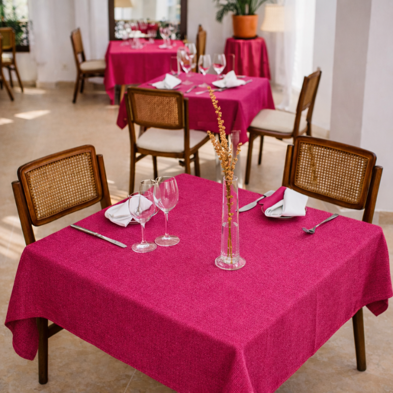 tissco nappe sur-mesure serviette de table set de table made In France qualité professionnelle gamme élina coloris framboise