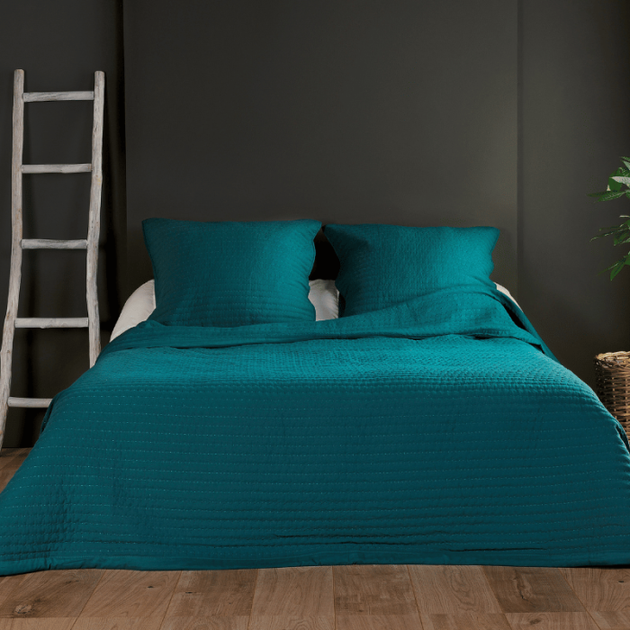 Tissco couvre-lit, dessus de lit jeté de lit riviera bleu canard pour hôtellerie