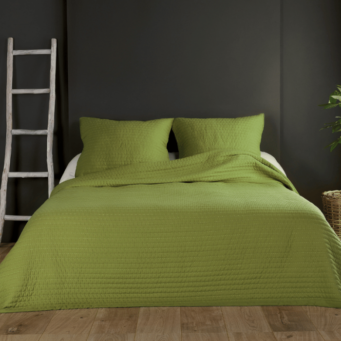 Tissco couvre-lit, dessus de lit jeté de lit riviera vert olive pour hôtellerie