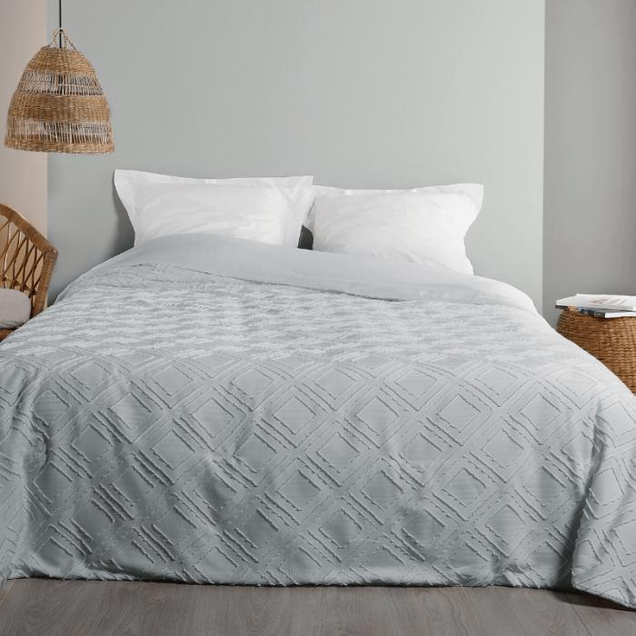 Tissco couvre-lit, dessus de lit jeté de lit nina gris perle pour hôtellerie