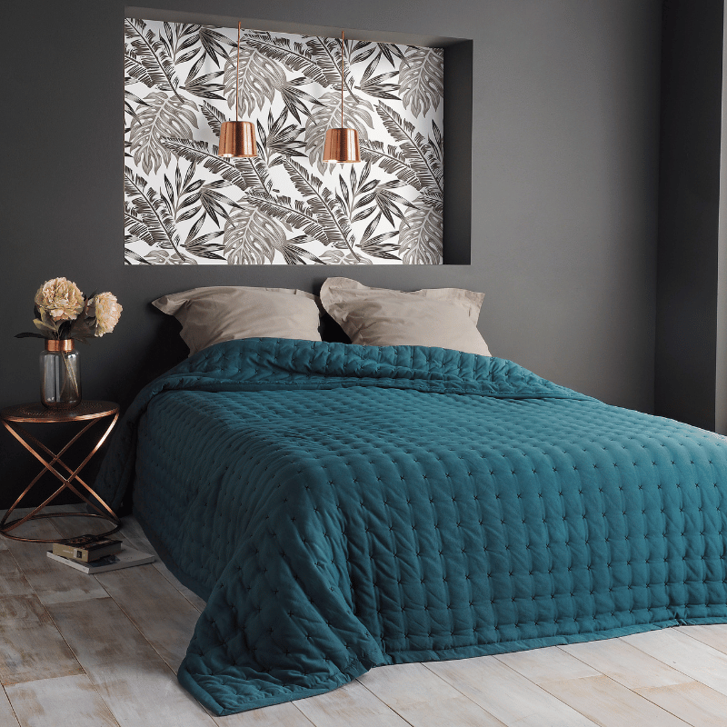 Tissco couvre-lit, dessus de lit jeté de lit paloma bleu canard pour hôtellerie