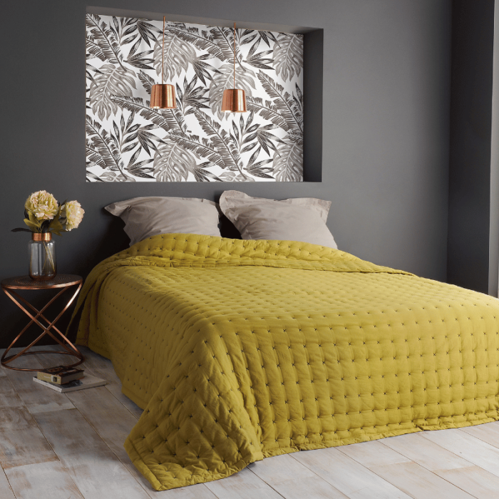 Tissco couvre-lit, dessus de lit jeté de lit paloma jaune pour hôtellerie