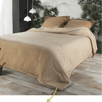 Tissco fournisseur de jeté de lit pour hôtel gamme pompon coloris sable