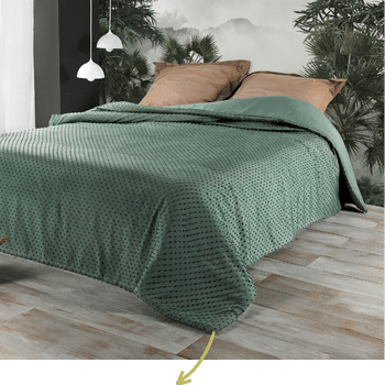 Tissco fournisseur de jeté de lit pour hôtel gamme pompon coloris vert sapin