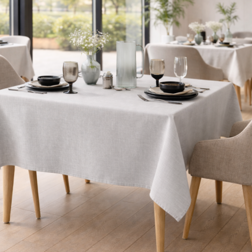 Tissco nappe restaurant sur-mesure serviette de table set de table made In France qualité professionnelle gamme santorin perle