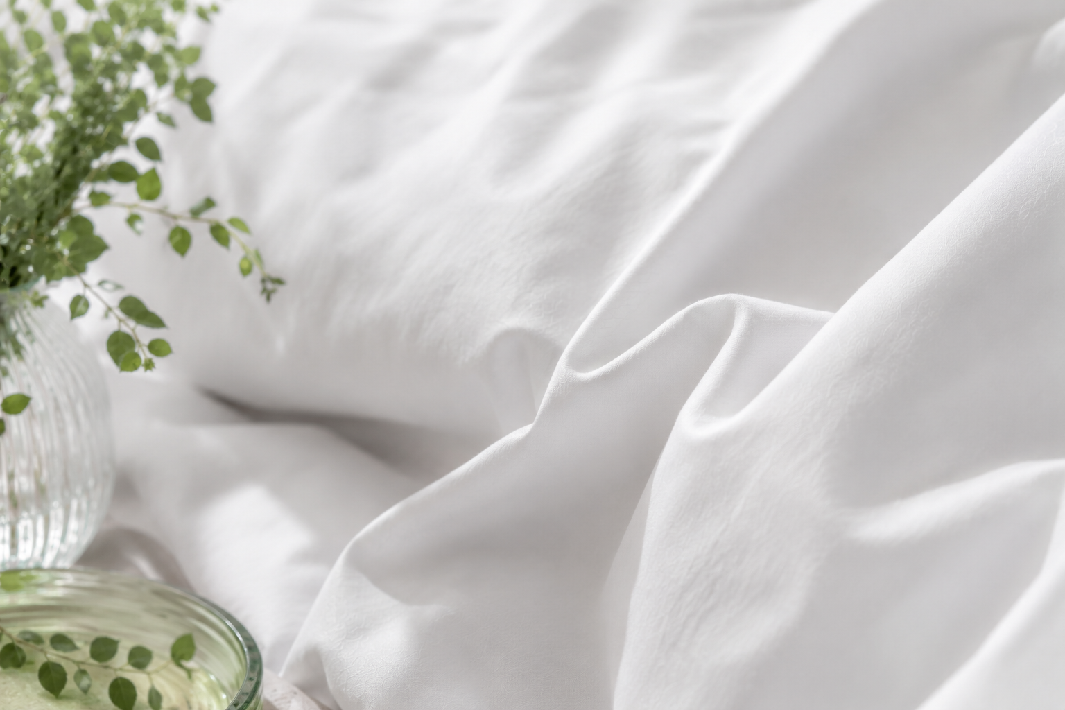 Linge de lit en percale de coton coloris blanc